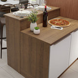 Isla de Cocina con Barra desayunador y Bajo Mesada 120 cm Marrón/Blanco Lux Madesa