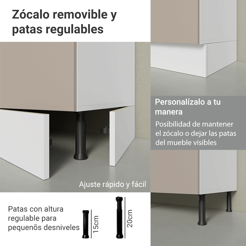 Kit Bajo Mesada + Cristalero 70cm Blanco/Crema Agata Madesa 02