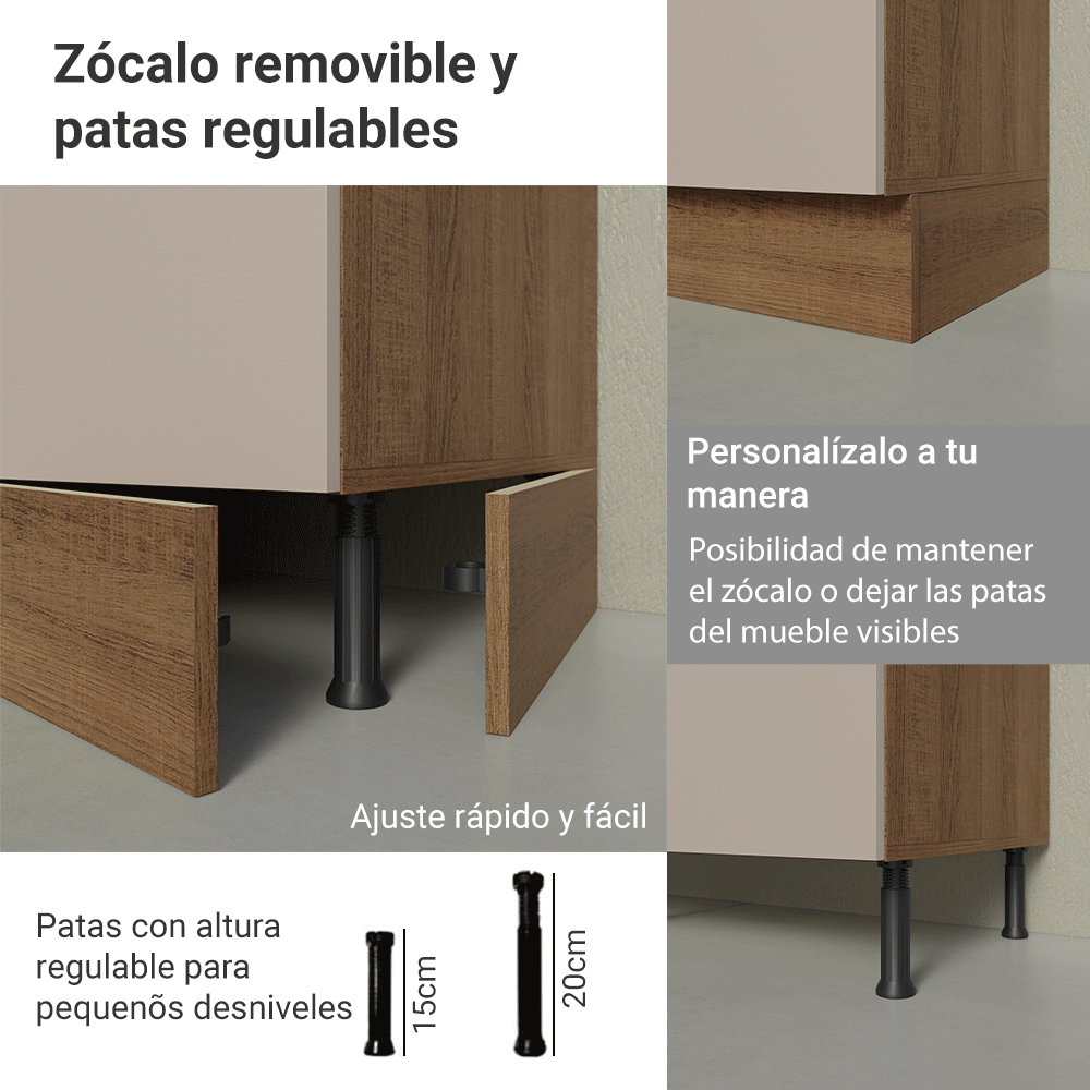 Kit Bajo Mesada + Cristalero 70cm Marrón/Crema Agata Madesa 02