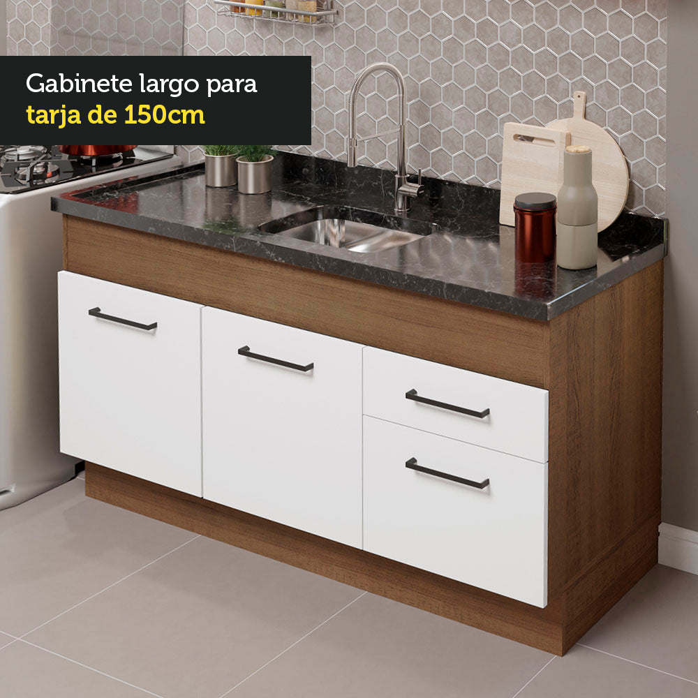 Combo de Cocina 150cm Marrón/Blanco Agata Madesa 02