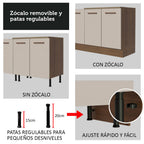Kit Completo de Cocina 220 cm 7 Puertas 3 Cajones Sin Mesada Marrón/Crema Agata Madesa
