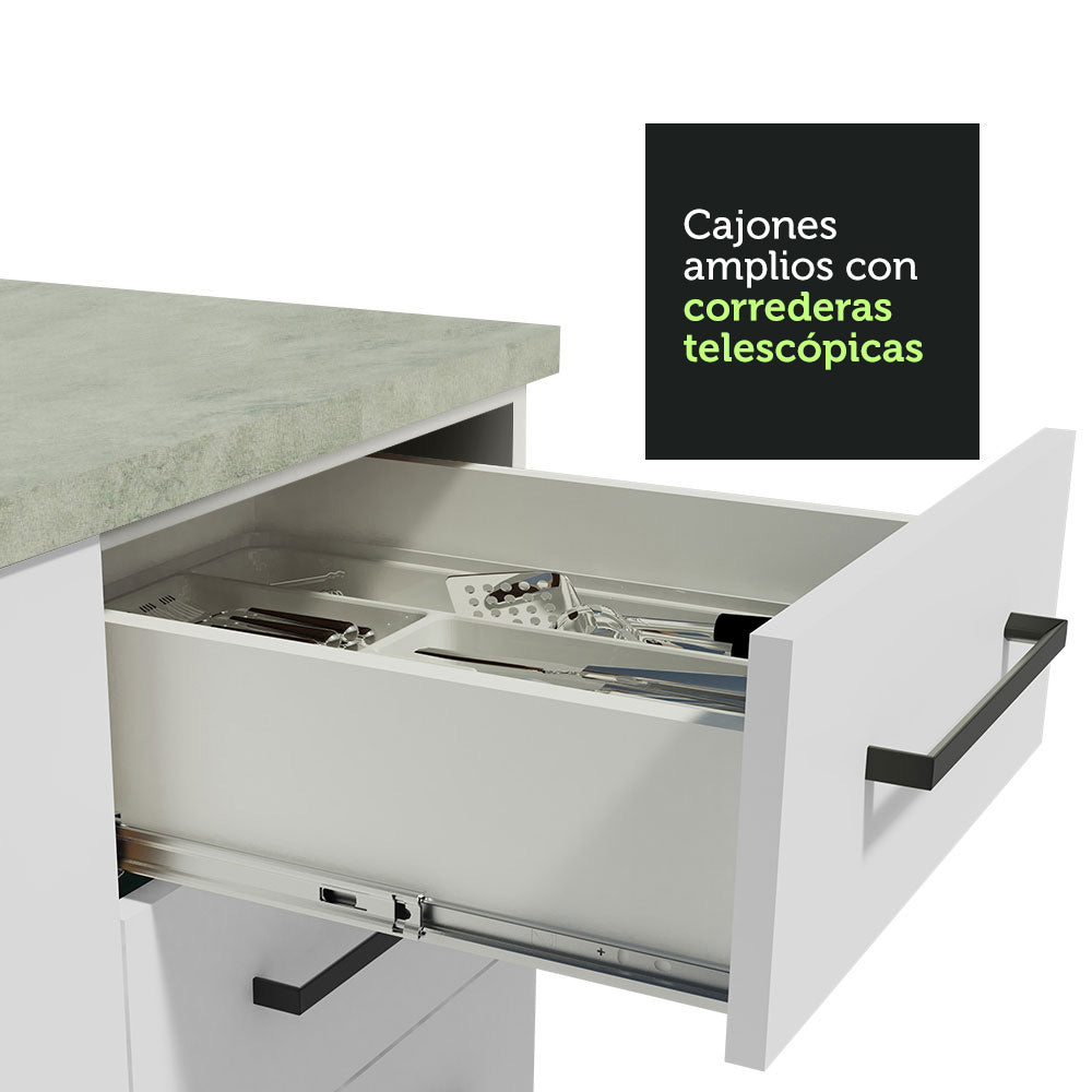 Combo completo de Cocina 240cm Blanco 60cm de Profundidad Agata Madesa 01