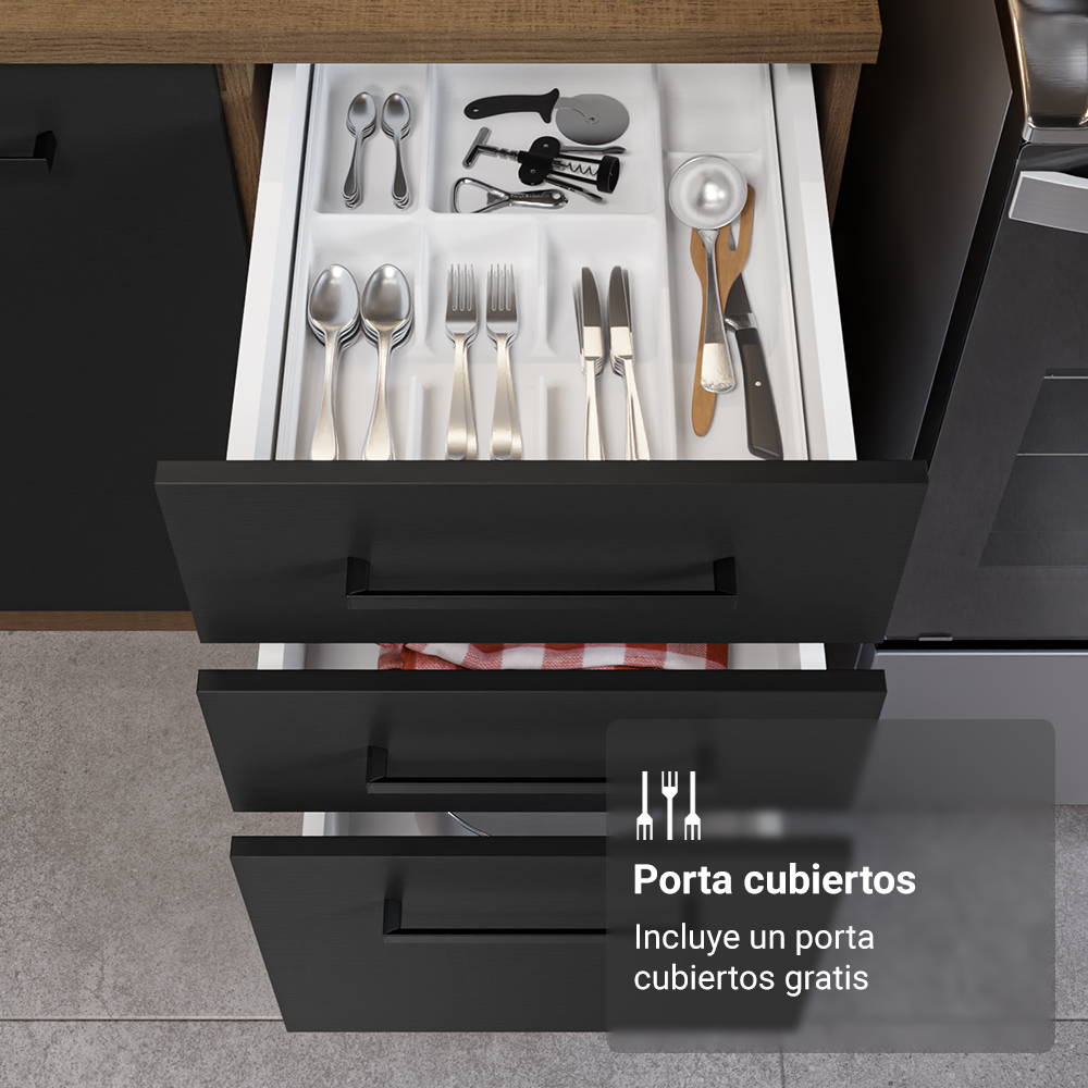 Combo completo de Cocina 270 cm Marrón/Negro Agata Madesa