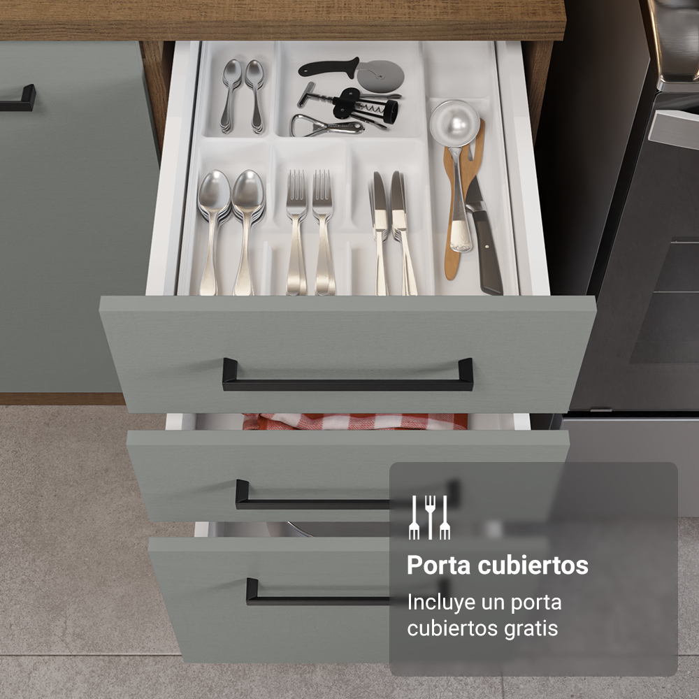 Combo completo de Cocina 270 cm Marrón/Gris Agata Madesa