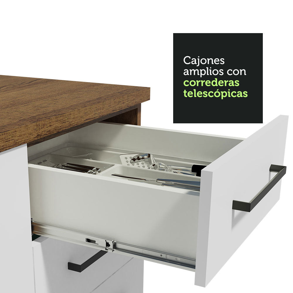 Combo completo de Cocina 330cm Marrón Blanco Agata 01