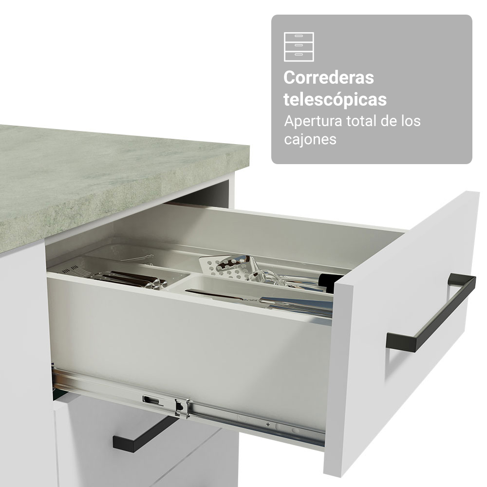 Combo completo de Cocina 340 cm 14 Puertas 3 Cajones con Cristalero Sin Mesada Blanco Agata Madesa