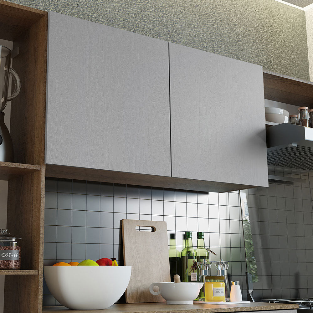 Cocina Compacta 180 cm 5 Puertas 1 Cajón Marrón/Gris Easy Madesa