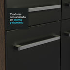 Cocina Compacta 137 cm 7 Puertas 1 Cajón con Bacha de Acero Inoxidable Marrón/Negro Emilly Madesa