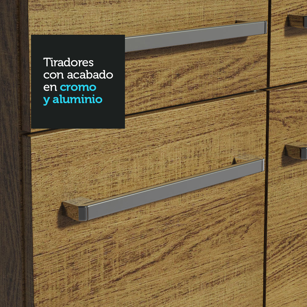 Combo de Cocina Compacta 165cm con Bacha de acero inoxidable Marrón Emilly Madesa 01