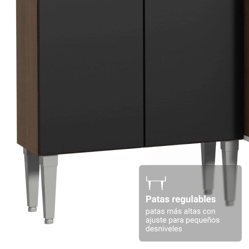 Cocina Compacta 197 cm Emilly Marrón/Negro 01