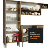 Combo completo de Cocina 293cm Marrón/Negro Emilly 01