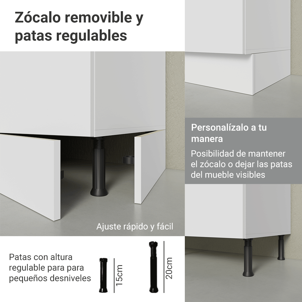 Kit Bajo Mesada + Cristalero 70cm Blanco Glamy Madesa 02
