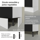Kit Bajo Mesada + Cristalero 70cm Blanco/Negro Glamy Madesa 02