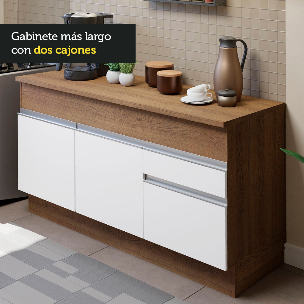 Combo de Cocina 150cm Marrón/Blanco Glamy Madesa 01