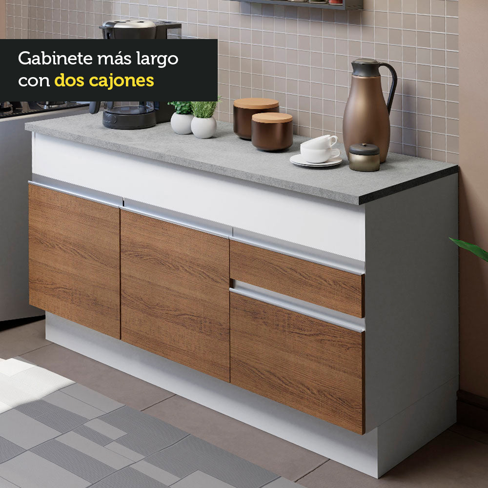 Combo de Cocina 150cm Glamy Madesa 01 Blanco/Marrón