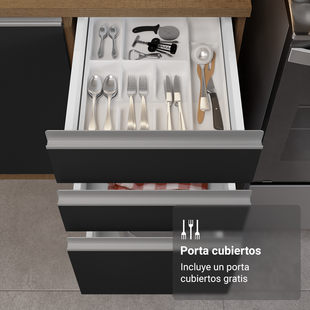 Combo completo de Cocina 270 cm Marrón/Negro Glamy Madesa
