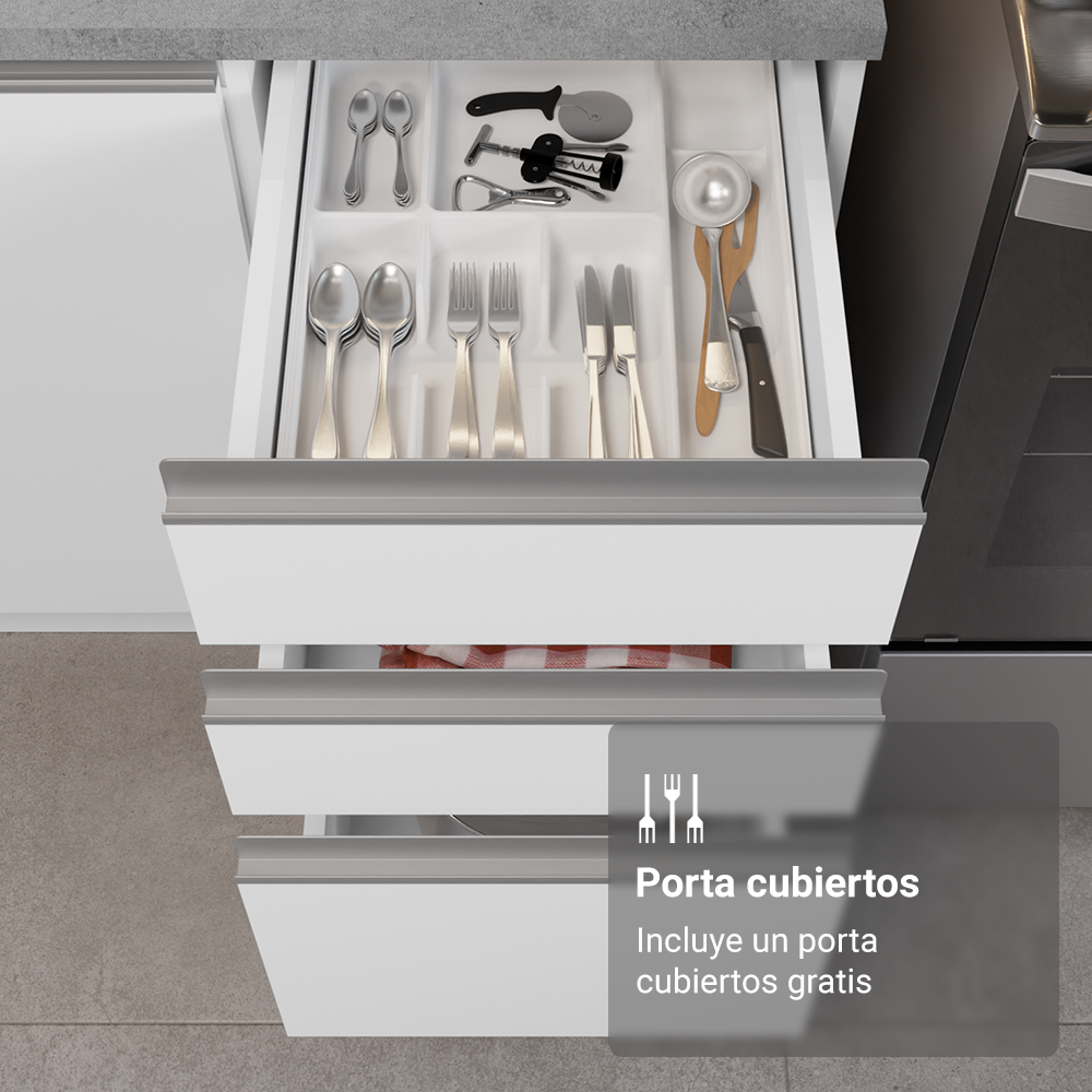 Combo completo de Cocina 270 cm Blanco Glamy Madesa