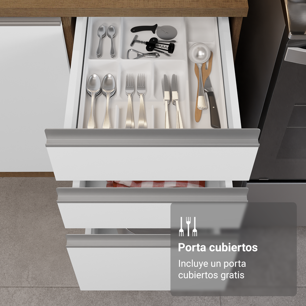 Combo completo de Cocina 270 cm Marrón/Blanco Glamy Madesa