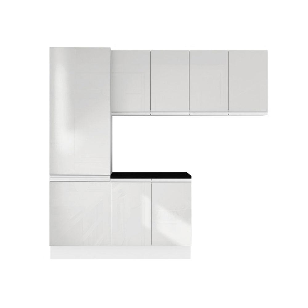 Kit Lavadero Madesa Acordes 100% MDF con Alacena, Bajo Mesada y Despensero Blanco Brillante