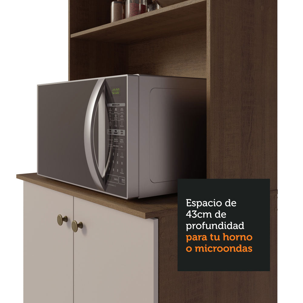 Combo completo de Cocina 235 cm 10 Puertas 2 Cajones Marrón/Crema Gourmet Madesa