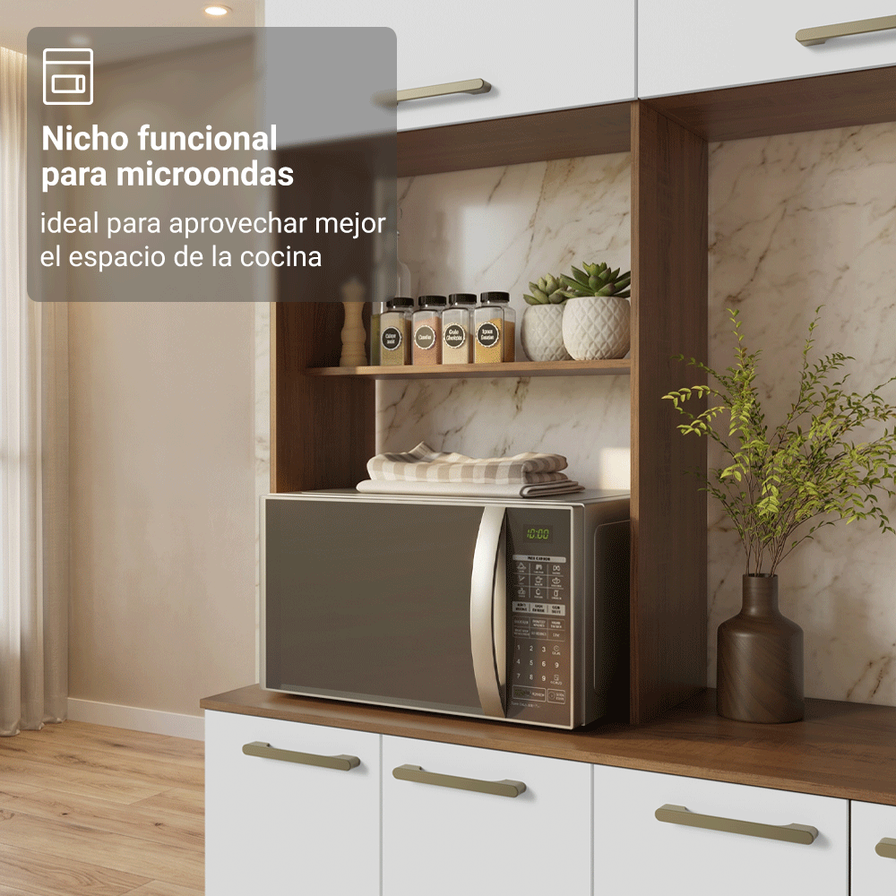 Combo completo de Cocina 225 cm Marrón/Blanco Lille Madesa 01
