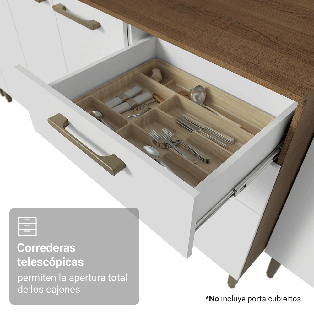 Combo completo de Cocina 245 cm Marrón/Blanco Lille Madesa 01