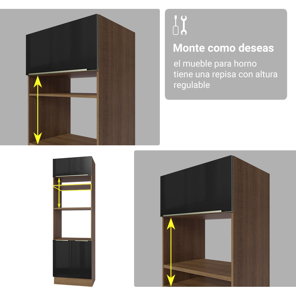 Combo completo de Cocina 350 cm Marrón/Negro Lux Madesa 01