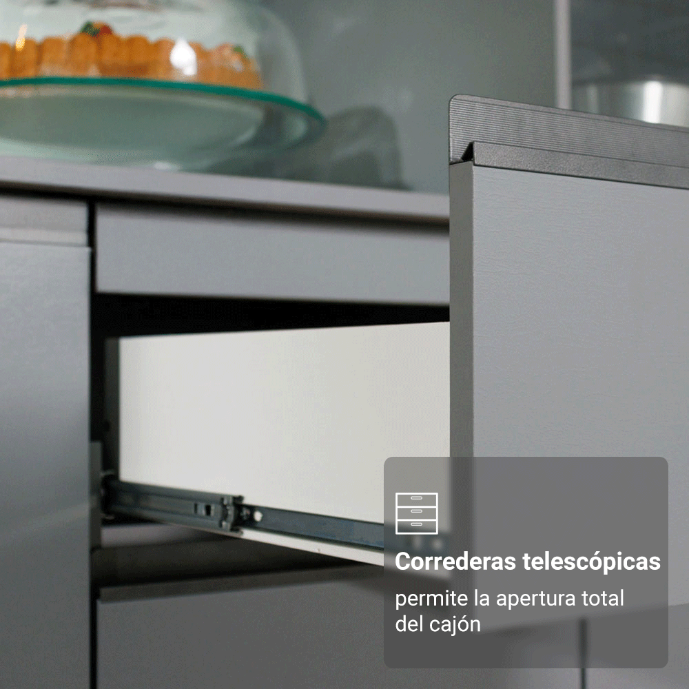 Combo completo de Cocina 280 cm, Flotante Gris Nice 06