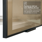 Kit 4 Alacenas 120 cm 4 Puertas con Vidrio Reflecta Bronce Blanco/Negro Vinilo Madesa