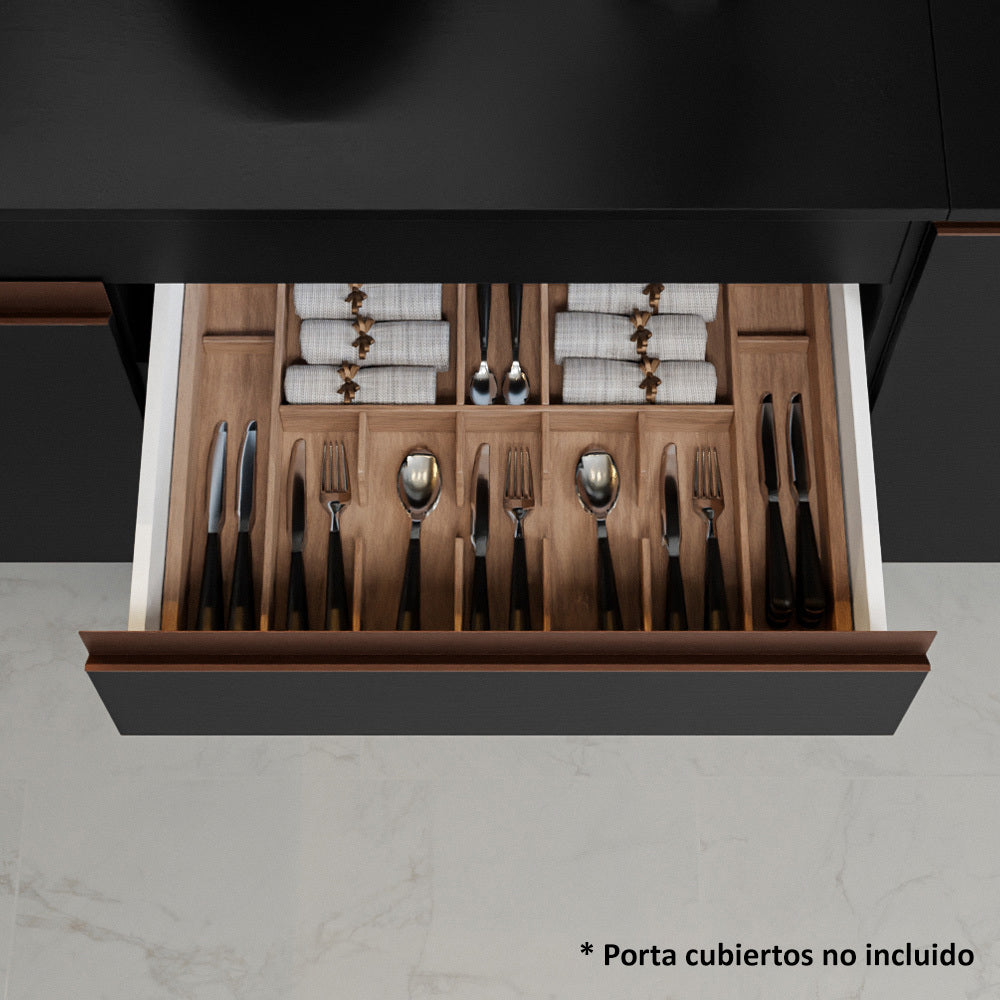Mueble de Cocina Reims Madesa con Alacena y Bajo Mesada 120 cm 2 Puertas 1 Cajón Negro