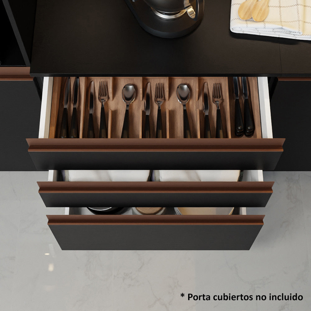 Cocina Compacta 180 cm Reims Negro 01