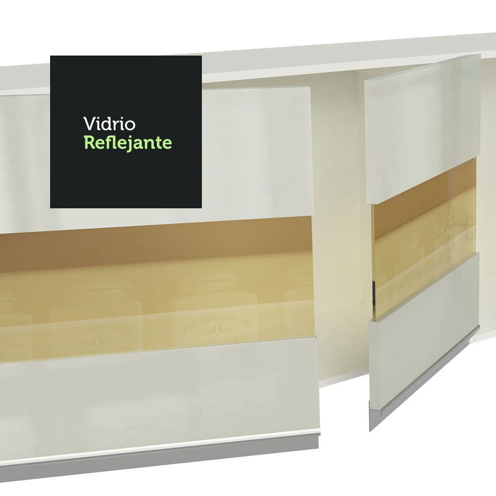 Cocina Compacta Smart 100% MDF Puertas Brillante XP 120 cm 6 Puertas 2 Cajones (Con Mesada) Blanco Madesa