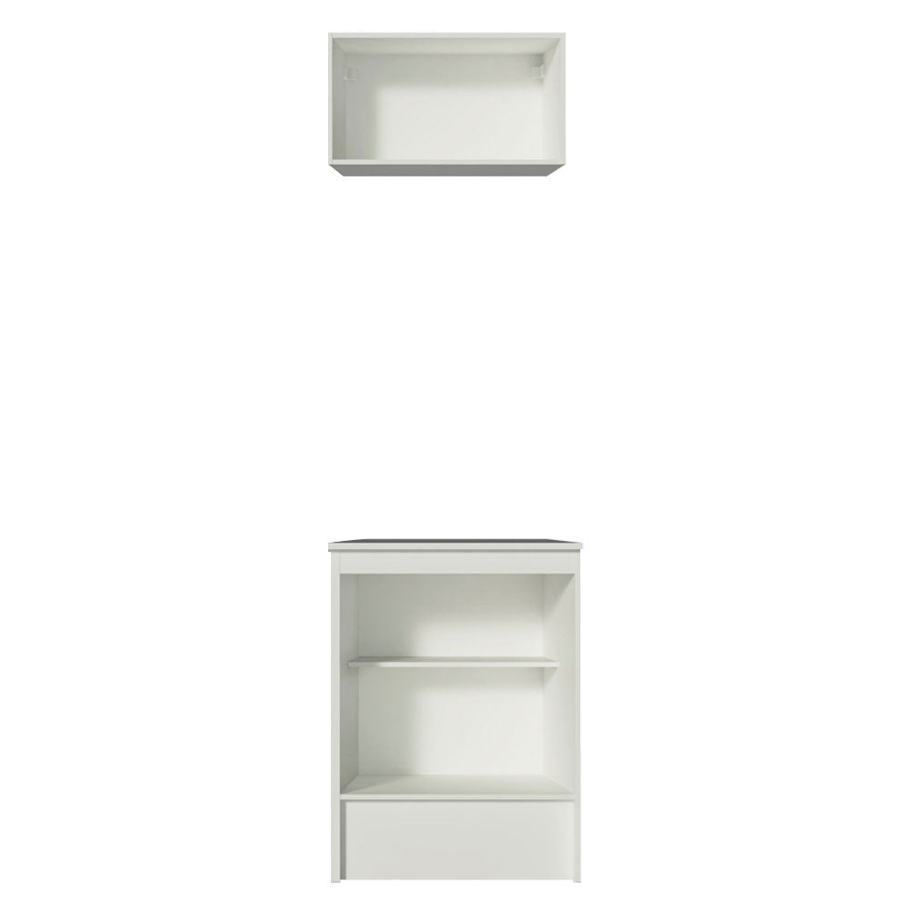 Kit Topazio 60 cm con alacena y bajo mesada, Blanco/Marrón