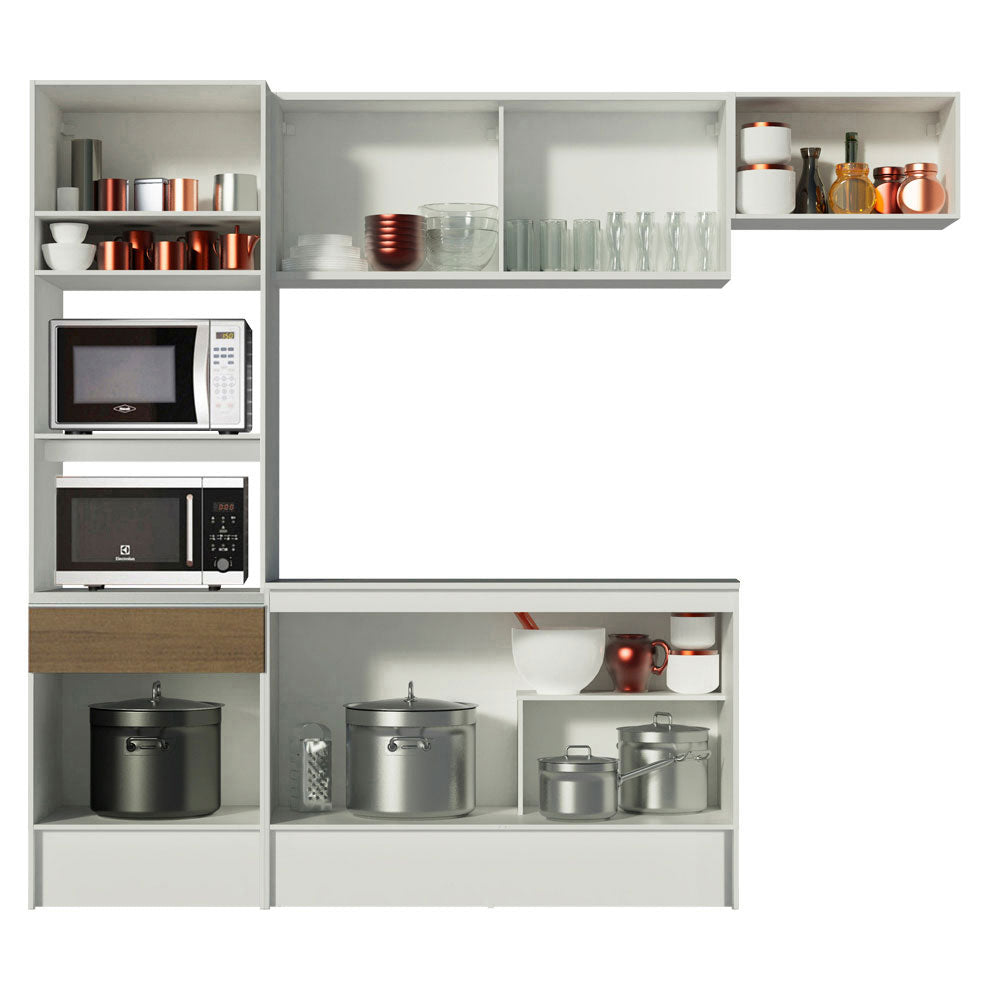 Combo completo de Cocina 240cm Blanco/Marrón Topazio 01