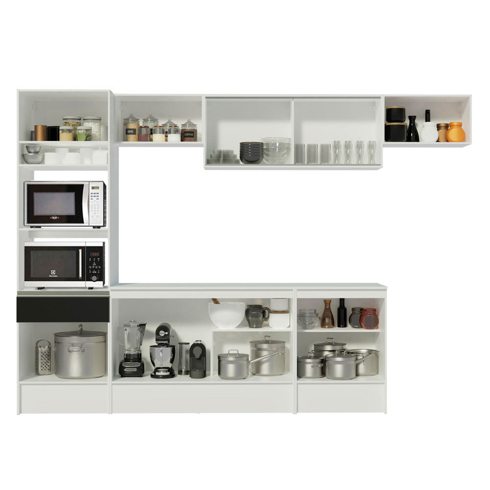 Combo Completo de Cocina 300 cm Blanco/Negro Diamante Madesa 02