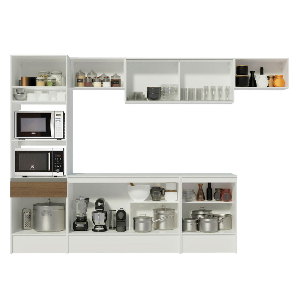 Combo completo de Cocina 300cm Blanco/Marrón Diamante Madesa 02