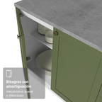 Cocina Compacta 180 cm 5 Puertas 3 Cajones Sin Mesada Blanco/Verde Vik Madesa