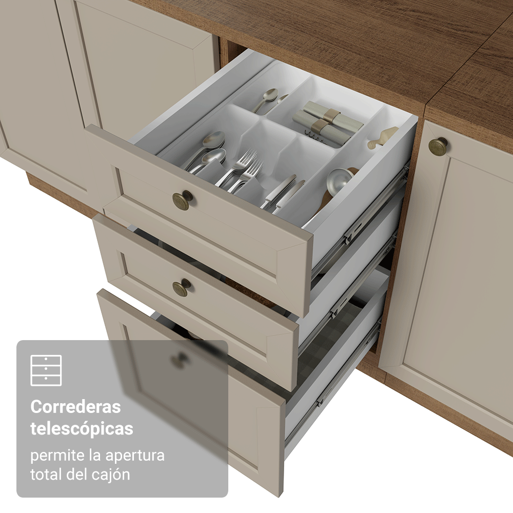 Combo completo de Cocina 310 cm Marrón/Crema Vik Madesa 01