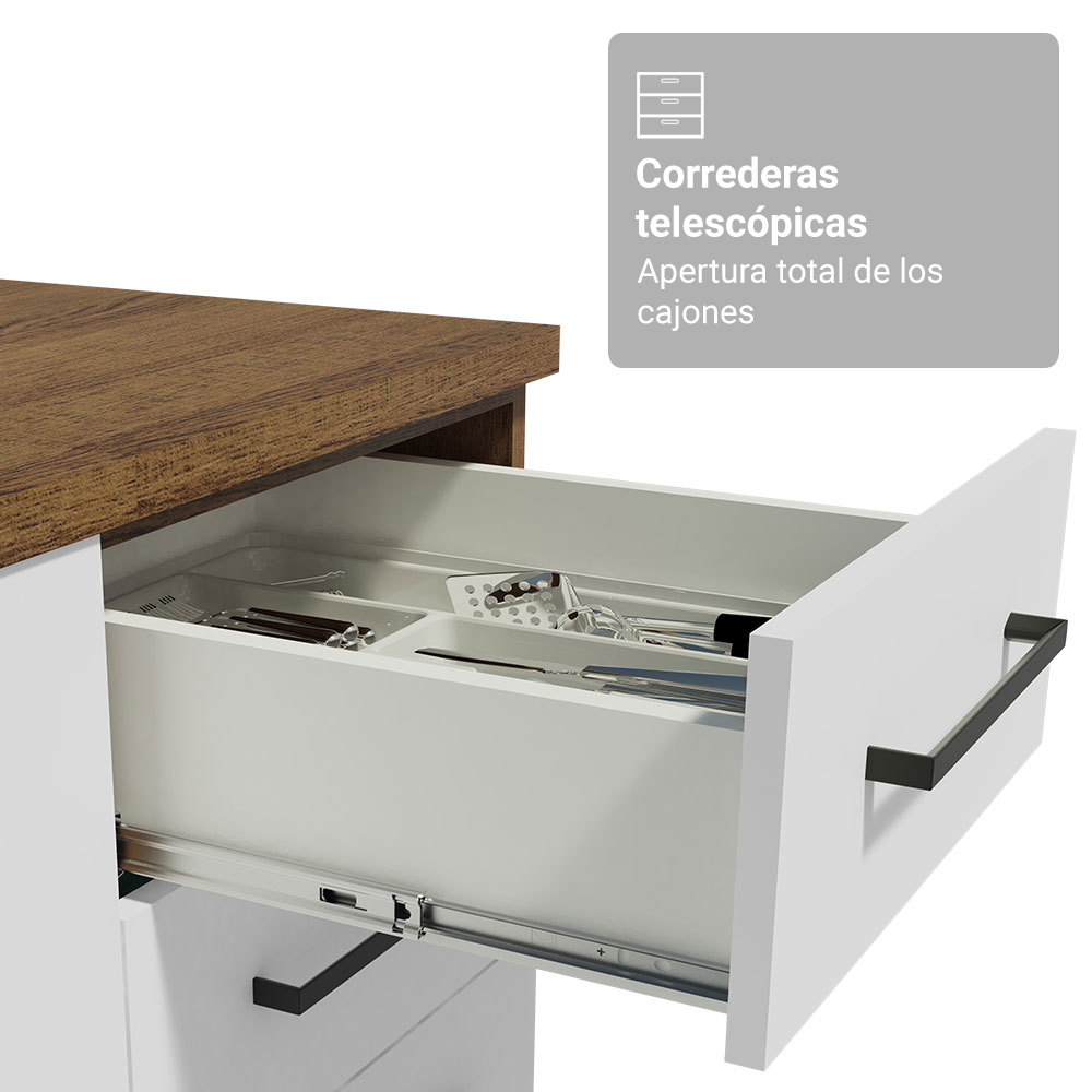 Vanitory 120cm 3 Puertas 3 Cajones Marrón/Blanco Agata 01