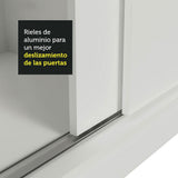 Habitación Completa con Placard Luke 2 Purtas de Espejo y Respaldo de cama con 2 Mesas de Luz Madesa Blanco