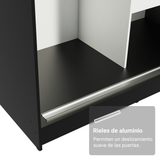 Conjunto 2 Placares 4 Puertas Corredizas Negro/Blanco Tokio Madesa