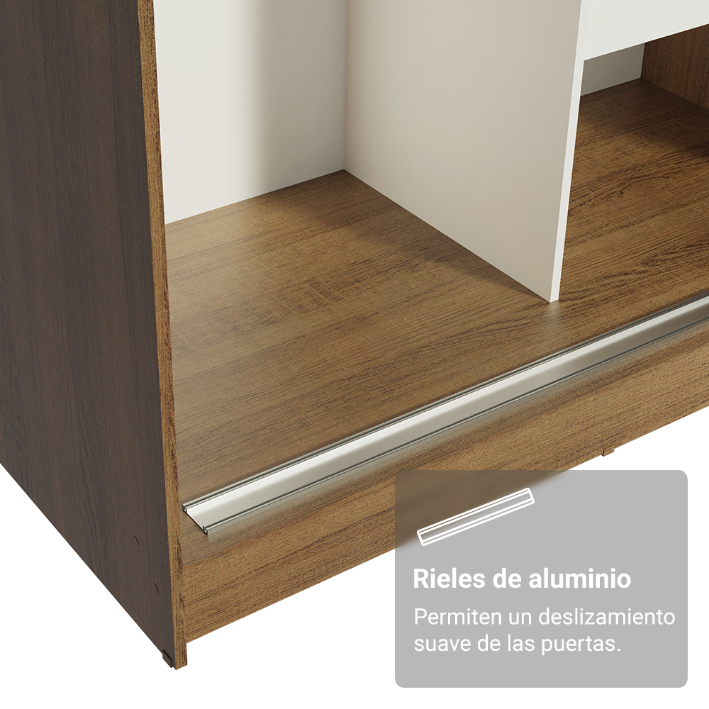 Conjunto 2 Placares 4 Puertas Corredizas con 4 Espejos Marrón Tokio Madesa