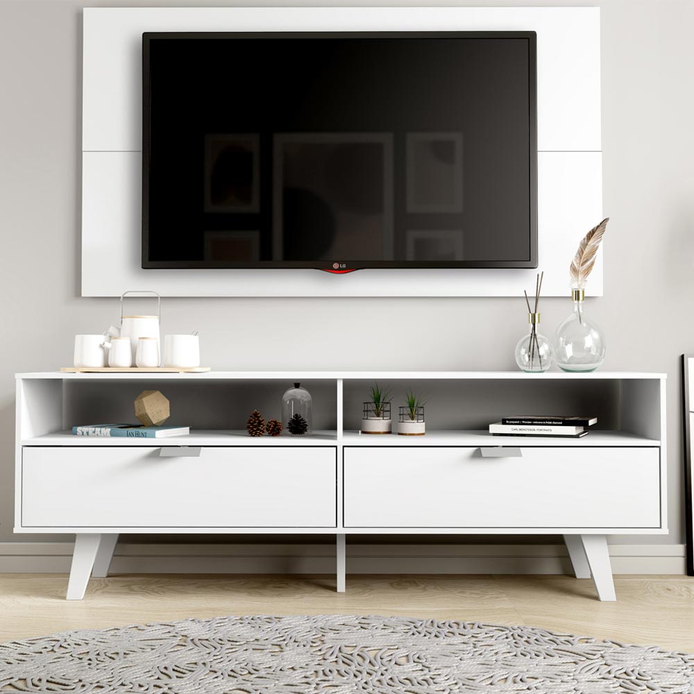 Rack Madesa Oslo con Panel para TV hasta 55 Pulgadas 2 Puetas Blanco