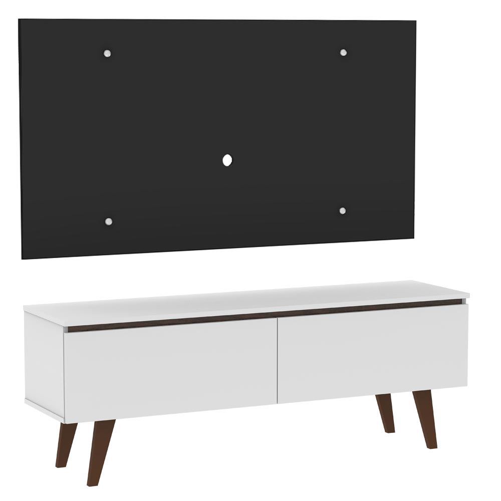 Rack Madesa Le Mans con Panel para TV hasta 55 Pulgadas 2 Puetas Blanco/Negro