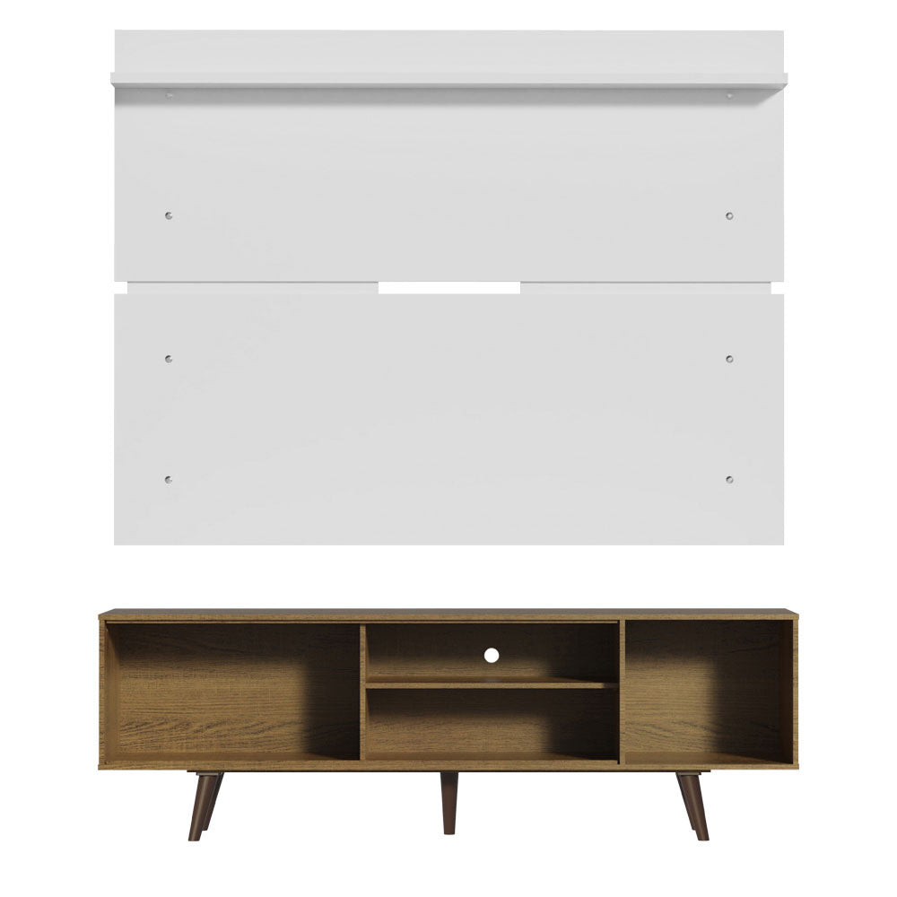Rack Madesa Dubai con Panel para TV hasta 65 Pulgadas con Patas Marrón/Blanco