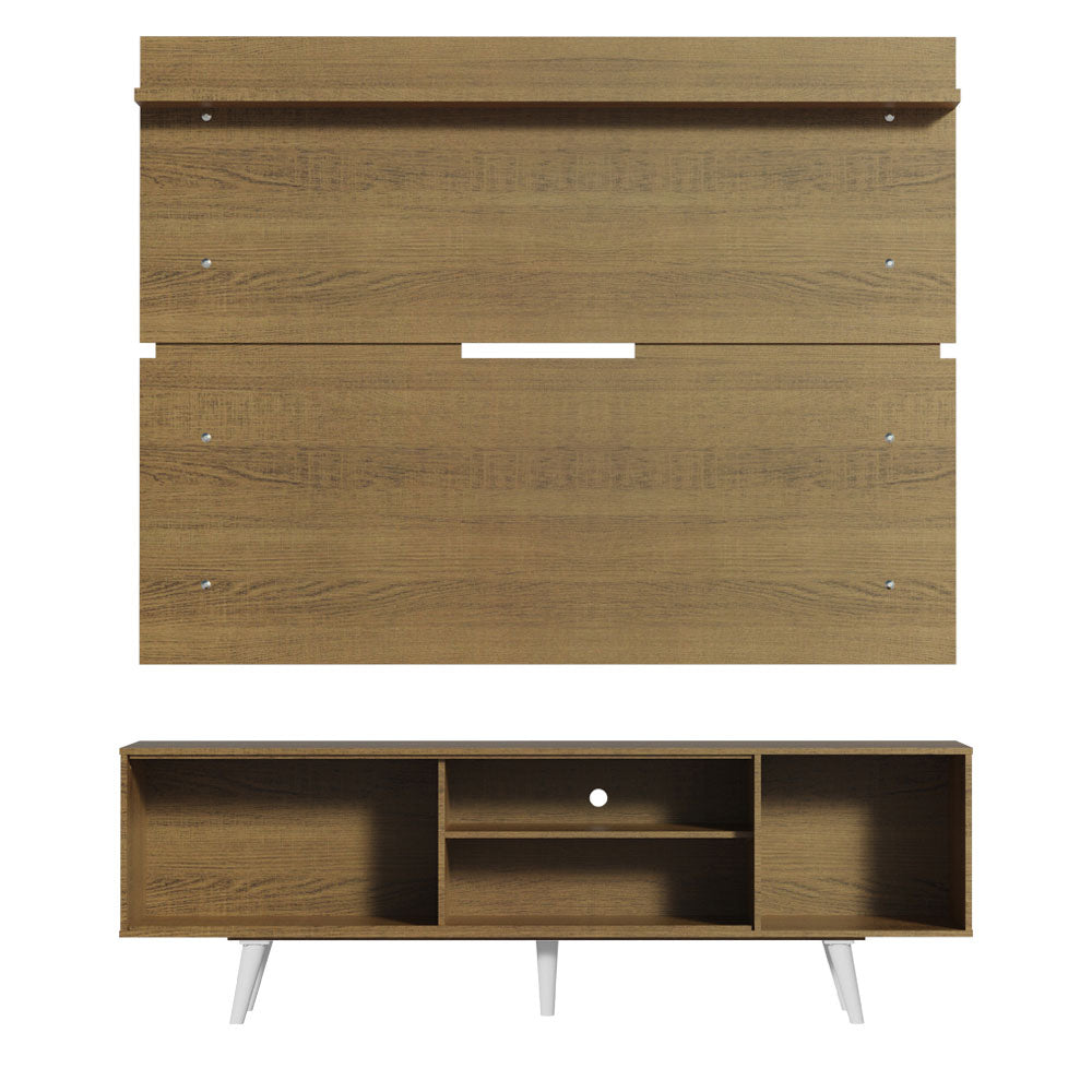Rack Madesa Dubai con Panel para TV hasta 65 Pulgadas con Patas Marrón/Blanco