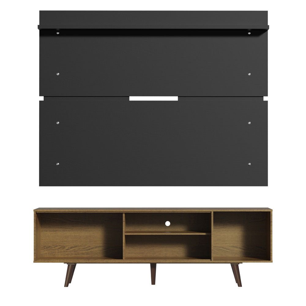Rack Madesa Dubai con Panel para TV hasta 65 Pulgadas con Patas Marrón/Negro