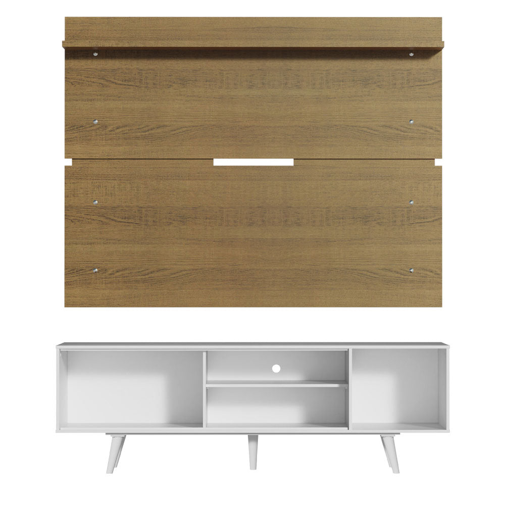 Rack Madesa Dubai con Panel para TV hasta 65 Pulgadas con Patas Blanco/Marrón