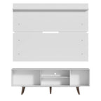 Rack Dubai con Panel de TV hasta 65 Pulgadas 160 cm con Patas Blanco/Marrón Madesa