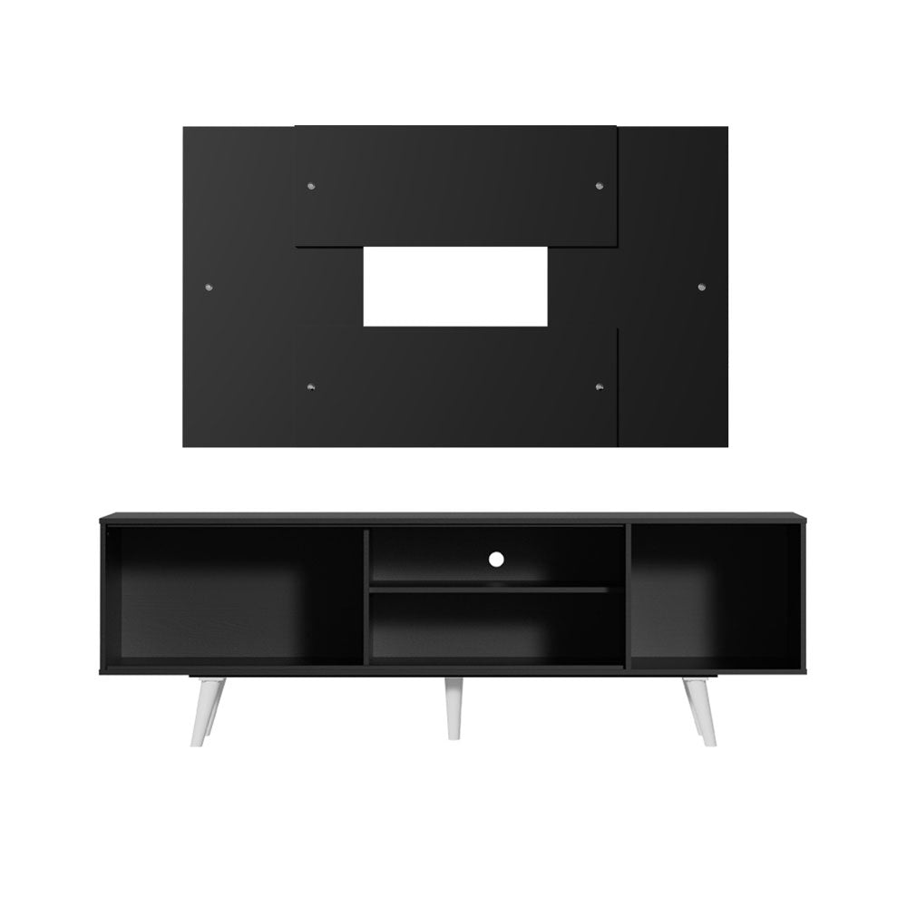Rack Madesa Dubai con Patas y Panel para TV hasta 58 Pulgadas Negro/Negro